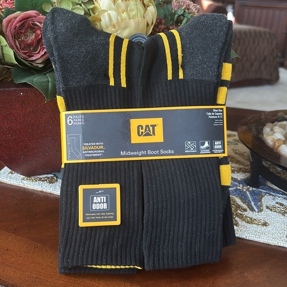 Brand New Caterpillar 6-Pack Midweight Boot Socks Black Crew Cushioned Anti Odor - Picture 2 of 14